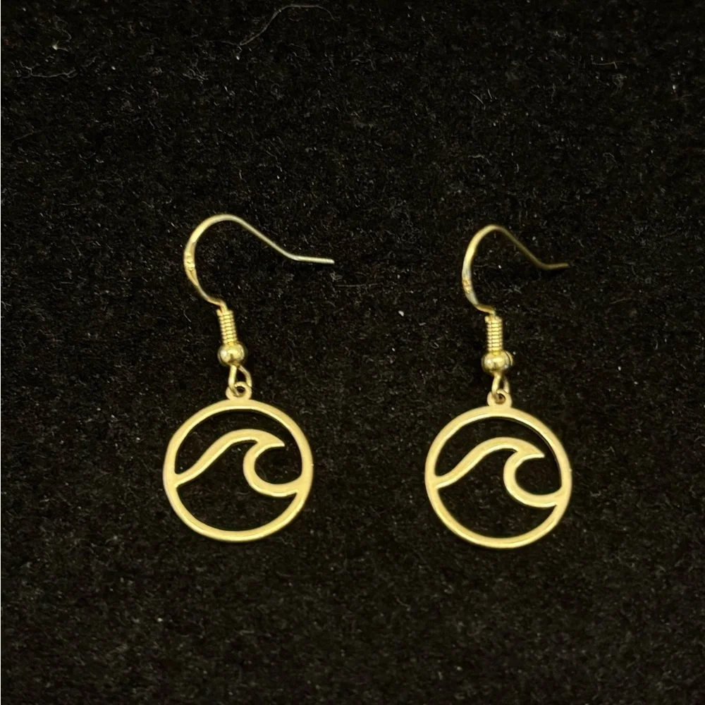 Gold Ocean Wave Dangle Earrings